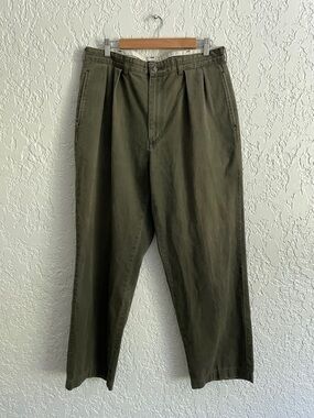 Polo Ralph Lauren® Vintage 90s Olive Green Pleated Chino Pants 36 x 30